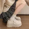 Zapatos Birkenstock de Suela Gruesa para Mujer 2026 Otoño Nuevos Vintage Redondos con Hebilla Plataforma Zapatos Casuales Al por Mayor