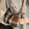 Bolsos Transfronterizos para Mujer 2025 Nuevo Bolso de Mano de Moda Nicho de Alta Gama a Cuadros Bolso Versátil de Hombro Cruzado