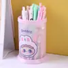 Porta-canetas redondo, dobrável, com tema de desenho animado, um organizador de papelaria fofo e estiloso para estudantes e uso no escritório, perfeito para organização de mesa.