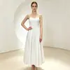 Moda Feminina Europeia e Americana Nova Primavera/Verão 2026 Transfronteiriça Elegante Cor Sólida Cintura Afunilada Costela de Peixe Ajuste ao Corpo Vestido de Alça para Mulheres