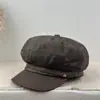 Gorra Octagonal de Retazos de Mezclilla Estilo Retro para Mujer Primavera Verano Nuevo Estilo Boina Adelgazante para la Cara Versátil Artística de Pintor Gorra de Periodista