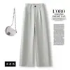 Calça Wide Leg Off-White para Mulheres 2026 Novo Verão Cintura Alta Emagrecimento Solta Perna Reta Casual Calça de Terno Comprimento Cropped