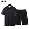 Nuevo Traje Deportivo de Verano 2026 para Hombre, Camiseta Casual Delgada de Seda de Hielo de Secado Rápido, Conjunto de Dos Piezas con Pantalones Cortos de Manga Corta