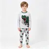 Pijama de Cuatro Estaciones con Aire Acondicionado para Niños, Manga Larga y Pantalón Largo con Dibujo de Dinosaurio de Dibujos Animados para Niños, Directo del Fabricante