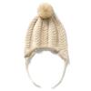 Cachemira Otoño e Invierno Nuevo para Mujer de Gama Alta Tejido para Exteriores Cálido de Punto Trenzado con Pompón y Orejeras Gorro Tejido Casual
