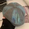 Gorra Octagonal de Mezclilla Retro Japonesa para Mujer, Primavera y Verano, Circunferencia de Cabeza Grande, Gorra de Pato hacia Adelante, Hace que la Cara Parezca Más Pequeña, Se Usa Hacia Atrás como Boina