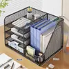 Organizador de Escritorio Portadocumentos Sujeta Libros Metálico Estante para Libros y Documentos Caja para Archivos Estantería de Escritorio para el Hogar Estantería para Estudiantes