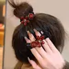 Novo Scrunchie Flor Vermelha Outono e Inverno para Mulheres, Alta Elasticidade Versátil Corda para Coque Rabo de Cavalo