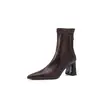 Botas super elásticas para mulheres, botas de corte justo, nova coleção outono/inverno, design de bico fino, zíper traseiro, saltos altos grossos, botas de tornozelo elásticas, botas femininas individuais