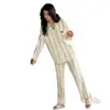 Pijama para mujer para primavera y otoño, algodón puro, cárdigan con cuello, talla grande, conjunto dulce y lindo de rayas para casa, se puede usar para salir