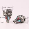 Pulsera espaciadora de cuentas de barril de collar de esmalte conservador del color de plata tibetana con incrustaciones de tres vías hecha a mano diy estilo antiguo joyería