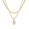Collar de Cadena Hueso de Serpiente de Doble Capa con Letras de 26 Letras Europeas y Americanas para Mujer, Colgante de Letra con Circonita de Diamante Completo, Cadena para Clavícula de Lujo Ligero