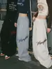 Pantalones Deportivos de Caída de Moda Estilo Urbano para Hombres y Mujeres, Primavera y Otoño Estampado de Letras Rectos Holgados Versátiles Casuales Largos