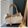 Moda de Lino Estilo Coreano 2025 Nuevo Color Combinación Estilo Extranjero Gran Capacidad Bolso Tote para el Trabajo al Hombro Axila de Mano para Mujer