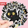 Temu Compra Direta Transfronteiriça de 50 Gatos Pretos de Olhos Grandes Fofos Adesivos de Desenho Animado DIY Capa de Celular Adesivos de Decoração para Mala