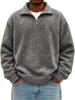 Sudadera de punto con media cremallera de color liso desgastada para hombre, estilo europeo y americano, nueva para Otoño e Invierno 2025, casual, holgada, con solapa