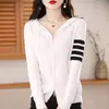 Cárdigan Tb con Capucha Tejido Suéter para Mujer Pequeño Ropa de Abrigo Otoño e Invierno Sudadera Cremallera Estilo con Capucha Holgado Ropa de Exterior Otoño e Invierno