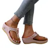 Zapatos de mujer de comercio exterior transfronterizo, sandalias de cuña con punta de playa de verano 2022, sandalias de mujer europeas y americanas al contado