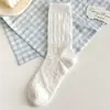 Calcetines blancos finos de verano para mujer con lazo, a media pantorrilla, accesorios JK Lolita, etiqueta de tela, encaje, zapatos pequeños de cuero, calcetines de algodón apilados