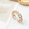 Anel de Dedo Indicador Aberto Estilo Coreano Simples Nicho Cobre Puro Banhado a Ouro Diamante Anel Feminino Estilo Frio Anel de Dedo Indicador Aberto Anel de Conjunto