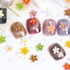 Manicure flor de cinco pétalas joia resina fosca tridimensional flor de cerejeira sólida mini flor branca para unha aplicação diamante decoração atacado