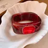 Pulseira Quadrada de Resina Cravejada com Diamantes, Pulseira de Luxo Leve Nicho Ins High-End, Joia de Mão Versátil de Moda Personalizada para Mulheres Atacado