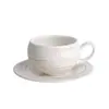 Juego de tazas de café de cerámica con forma de huevo para uso doméstico, taza de té de la tarde de capuchino simple para latte art de lujo ligero