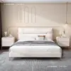 Mesa de noche de lujo ligero pequeña de madera maciza simple moderna minimalista mesa de noche italiana para el hogar dormitorio gabinete de almacenamiento de cuero