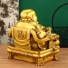 Silla de Dragón de Latón Figura de Buda Maitreya Decoración del Hogar Entrada de Oficina Adorno de Cobre