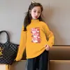 Y2011# camiseta infantil de manga comprida meninas de veludo casual manga comprida roupa infantil nova primavera e outono casual Joker camiseta moda