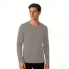 Camisetas Versátiles Cómodas de Cuello Redondo para Hombre Transfronterizas, Transpirables, Suaves y Amigables con la Piel para Primavera y Otoño, Camisetas de Manga Larga para Hombre