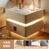 Mesa de cabeceira moderna, leve, luxuosa, inteligente, de alta qualidade, para quarto, prateleira de armazenamento de cabeceira, estilo creme, armário baixo de armazenamento de cabeceira