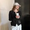 Cárdigan corto de punto color marrón melardo para mujer, otoño e invierno, alta gama, entallado a la cintura, suéter adelgazante, top interior