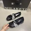 Elegantes Versáteis Chic Francês Mary Jane Pequenos Sapatos de Couro Baixo Slip-on Sapatilhas Novo 2026 Francês