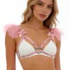 Suministro transfronterizo Nuevo top de tirantes huecos rosa con lazo lindo de chica europea y americana O0917