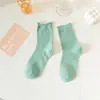 Meias Femininas para Todas as Estações, Meias de Cano Médio, Cor Sólida, Estilo Ins Moderno, Versátil Estilo Japonês, Cor Doce, Meias para Gestante com Barra Enrolada, Doce Atacado
