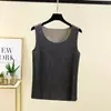 Colete Térmico Feminino de Gola Redonda Sem Mangas para Outono e Inverno Novo Cor Pura Aparência Emagrecedora Camisa Base com Top Interno Confortável