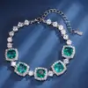 Joias Huabi Retrô Europeu e Americano Cor Artificial Tesouro Brilho de Luxo Pulseira Totalmente Diamantada Pulseira Feminina Atacado Pedra Principal 8*8