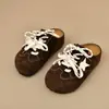Zapatos Versátiles Estilo Birkenstock con Suelas Gruesas, Elegante Nueva Moda de Primavera 2026, Medias Zapatillas Cerradas para Mujer, Zapatillas de Vestir en Color Castaño