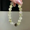 Pulseira de prata pura S925 com citrino de vidro e design floral em prata, design de nicho de alta qualidade, estilo ins versátil e minimalista