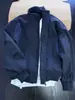 Chaqueta Bomber Azul Oscuro 2026 Hombre Otoño Estilo Corto Ambiente Americano de Gama Alta Fresca Rebelde Cuello Alto Ropa de Abrigo