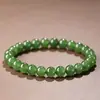 Pulseira de Jade Verde de Taiwan, Pulseira Verde Espinafre, Cordão de Contas de Material da Mongólia Exterior, Jade Hetian, Pulseira Cor de Jaspe, Cordão de Contas de Oração Budista