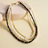 Collar de perlas en capas con cuentas transfronterizo europeo y americano, cadena para la clavícula estilo fiesta vintage, lujo ligero, accesorio versátil de alta gama para mujer