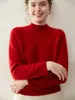 Suéter de Cachemir 100% Puro Otoño/Invierno para Mujer, Grosor Medio, Cuello Semi Alto, Jersey de Manga Raglán, Versátil, Cálido, Capa Base Superior