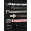 Cinto de Couro Americano Retro Resistente com Estampa de Rebites para Mulheres, Cinto de Fivela de Metal Personalizada de Alto Padrão Gravada para Combinar com Jeans