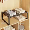 Prateleira Retrátil para Guarda-Roupa Divisória em Camadas Rack de Armazenamento para Guarda-Roupa Armário Divisório Camada Interna Armário de Roupas Rack em Camadas
