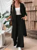 Moda europea y americana transfronteriza de Amazon, nuevo conjunto casual de dos piezas: top de color liso, holgado y cómodo, abierto por delante, combinado con pantalones