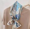 Bufanda Pequeña Larga Estrecha de Seda Fina Corea del Sur Bufanda Decorativa Otoño e Invierno Moda Cinta Combinación para Mujer Bufanda de Moda Elegante