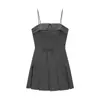 Exportación Transfronteriza Ropa de Mujer Otoño e Invierno 2025 Nueva Ropa de Mujer Estilo Europeo y Americano Moda Patrón Vertical Vestido con Tirantes y Borlas para Mujer