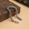 Pulseira Masculina de Prata de Lei S925 Pulseira Grossa de Prata Agressiva Moda de Verão Japonesa Estilo Hip Hop Joias de Prata para Homens